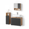 BADMÖBEL-SET Ronco Anthrazit gestreift 3 Teile, mit Midischrank - Eichefarben/Anthrazit, Holzwerkstoff (54/55/41cm) - Livinity®