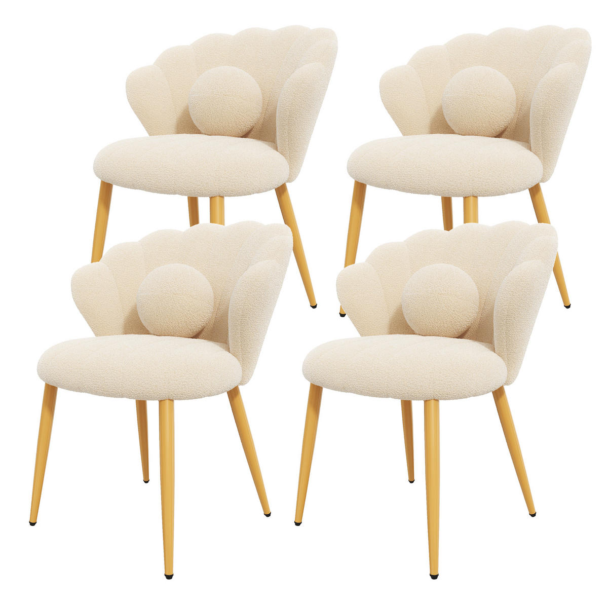 STUHL-SET 4 Stück Muschel-Design, DE-42124, Beige - Beige, Holzwerkstoff (62.5/83/60cm) - ComfortXL