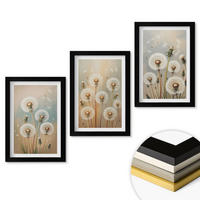 WANDBILDER 3er-Set - 20x30 cm Schwarzer Rahmen - Pastellfarbene Löwenzahnblüten - Schwarz, Kunststoff (20/30cm) - ArtPrintCave