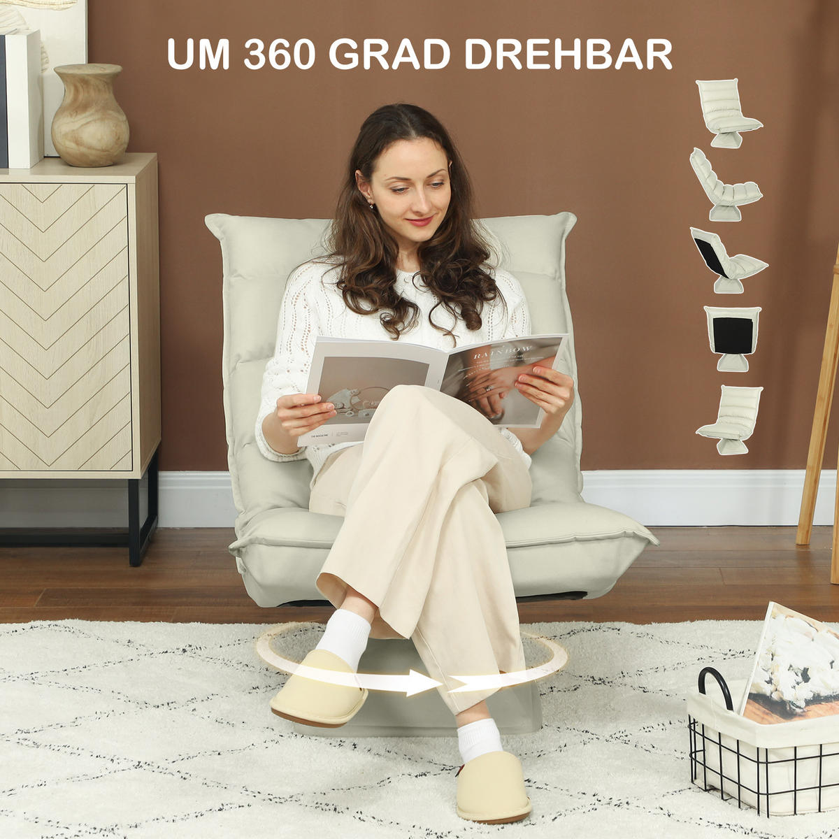 RELAXSESSEL Mikrofaserbezug Beige - Beige, Metall (70/95/62cm) - HOMCOM