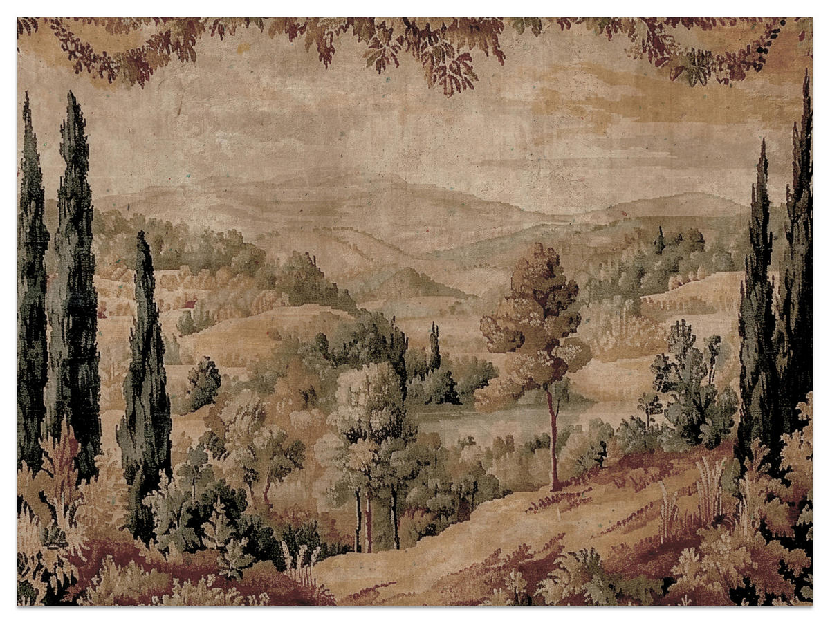 FOTOTAPETE für Schlafzimmer Vintage Landschaft Natur Modern Retro Panorama 300x210 - Gelb/Beige, Papier (300/210cm) - Muralo