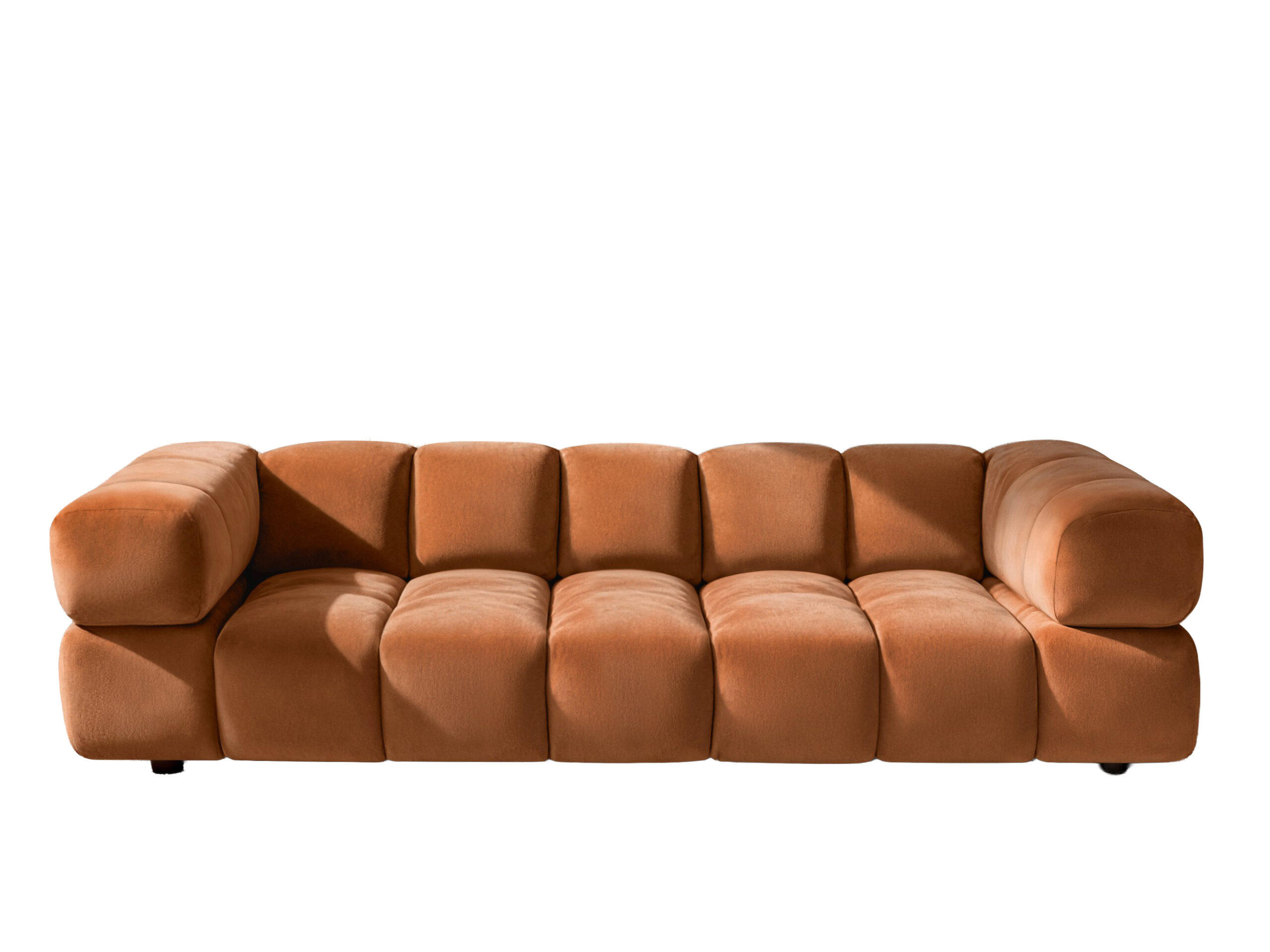 SOFA 4-Sitzer, Couch, Veloursstoff Bluvel, Zimtfarbe, Averro - Orange, Holz (280/70/96cm) - Kaiser Möbel