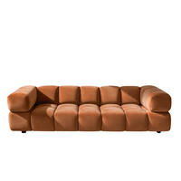 SOFA 4-Sitzer, Couch, Veloursstoff Bluvel, Zimtfarbe, Averro - Orange, Holz (280/70/96cm) - Kaiser Möbel