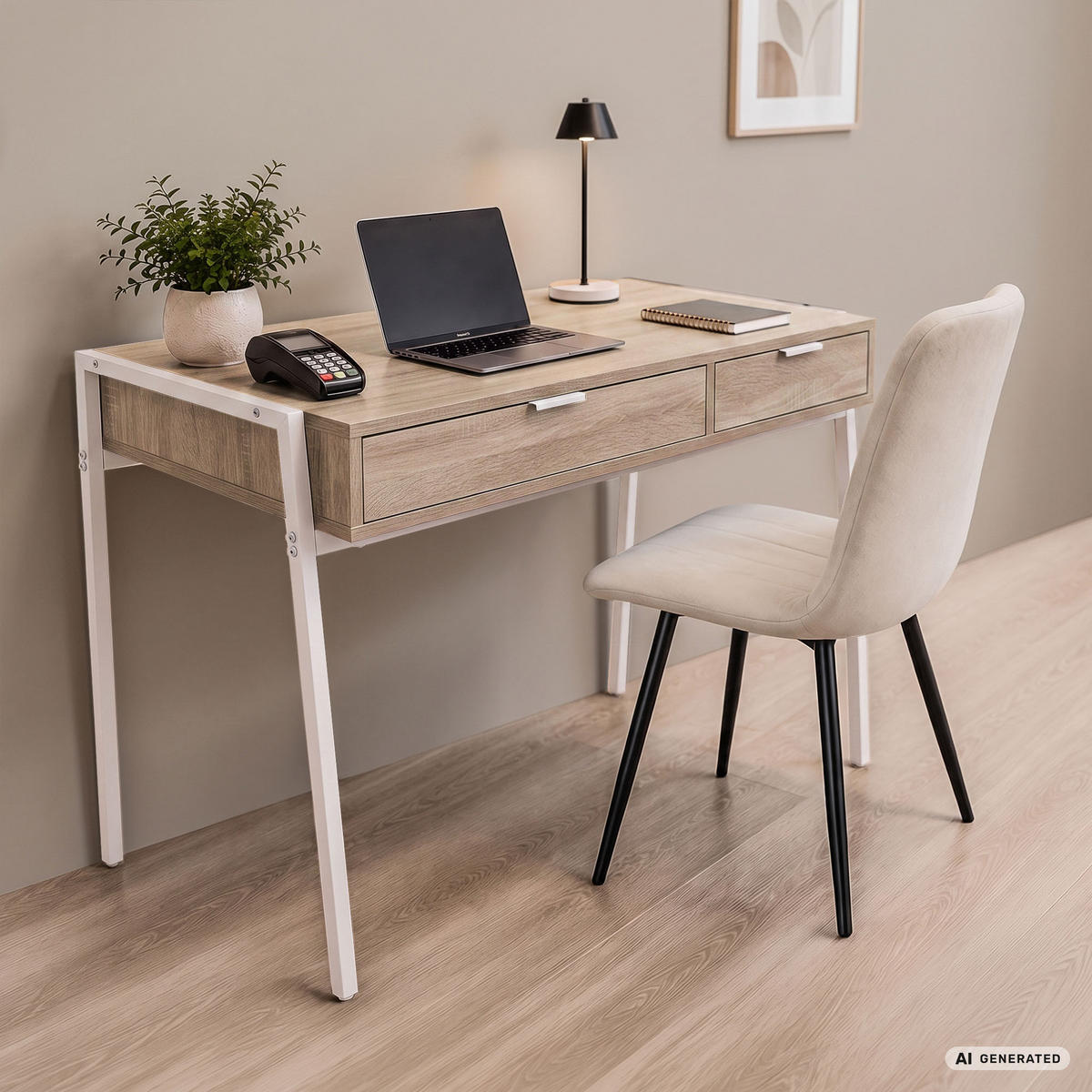SCHREIBTISCH ZENTIA 100 cm Sonoma Eiche - Weiß/Sonoma Eiche, Holzwerkstoff (100/45/80.5cm) - Akord