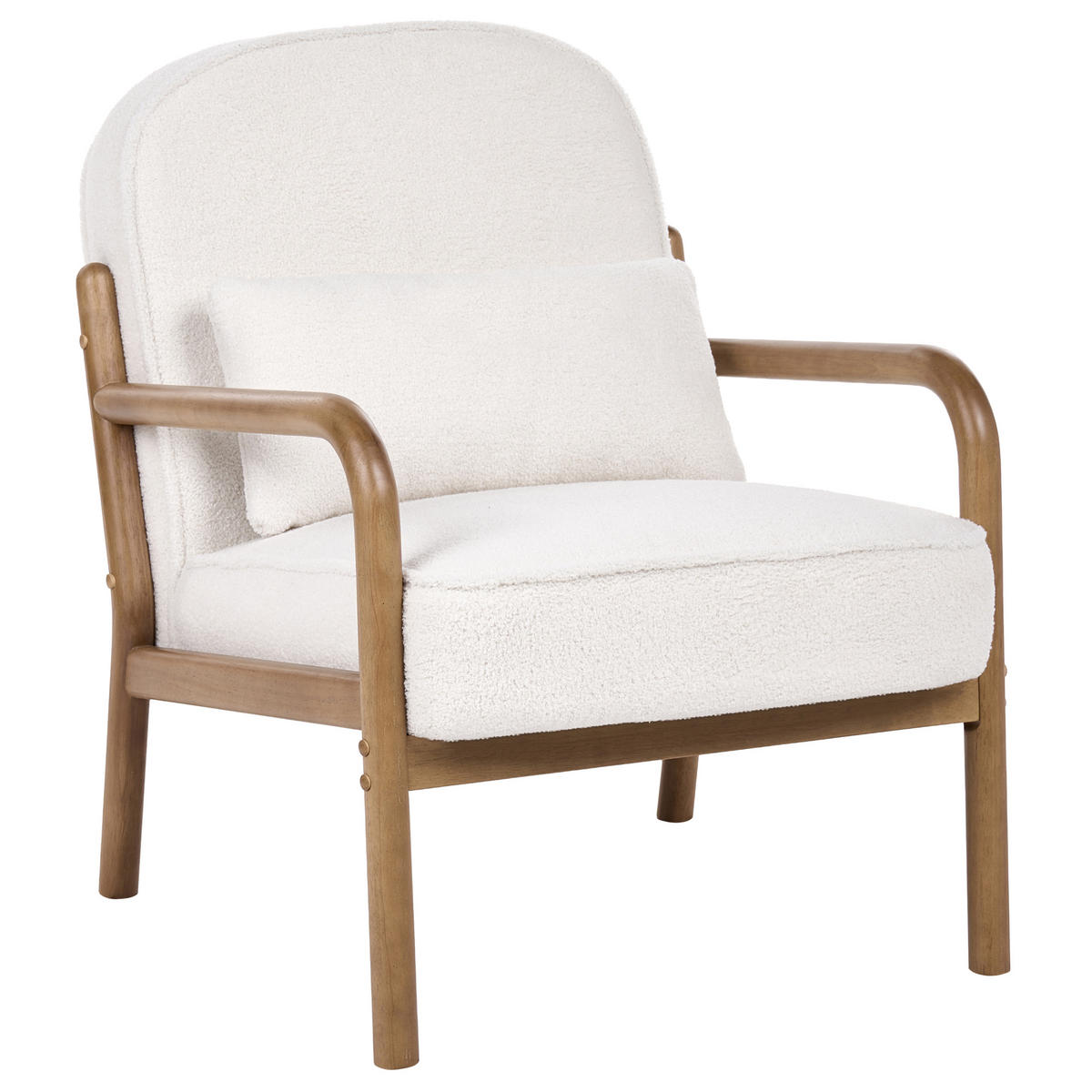SESSEL Bouclé Cremeweiß Selde - Hellbraun/Weiß, Textil (67/82/82cm) - Beliani