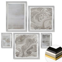 WANDBILDER 5er Set - 50x50 cm & 20x30 cm & 40x60 cm Silberner Rahmen - Abgenutzte Texturen, moderner Stil - Silberfarben, Kunststoff (40/60cm) - ArtPrintCave