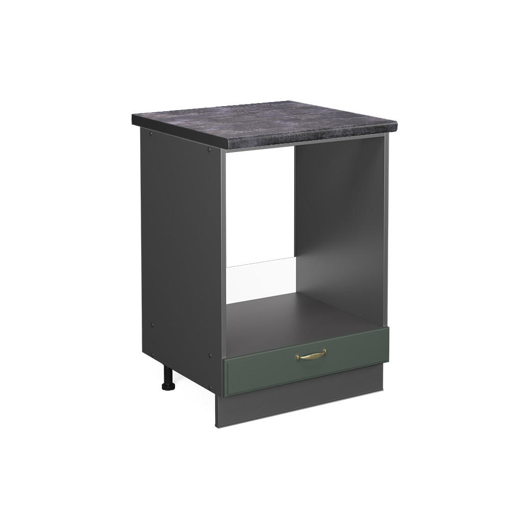 HERDUMBAUSCHRANK Fame-Line Grün-Gold Landhaus 60 cm, AP Anthrazit - Anthrazit/Grün, Holzwerkstoff (60/82/60cm) - Vicco