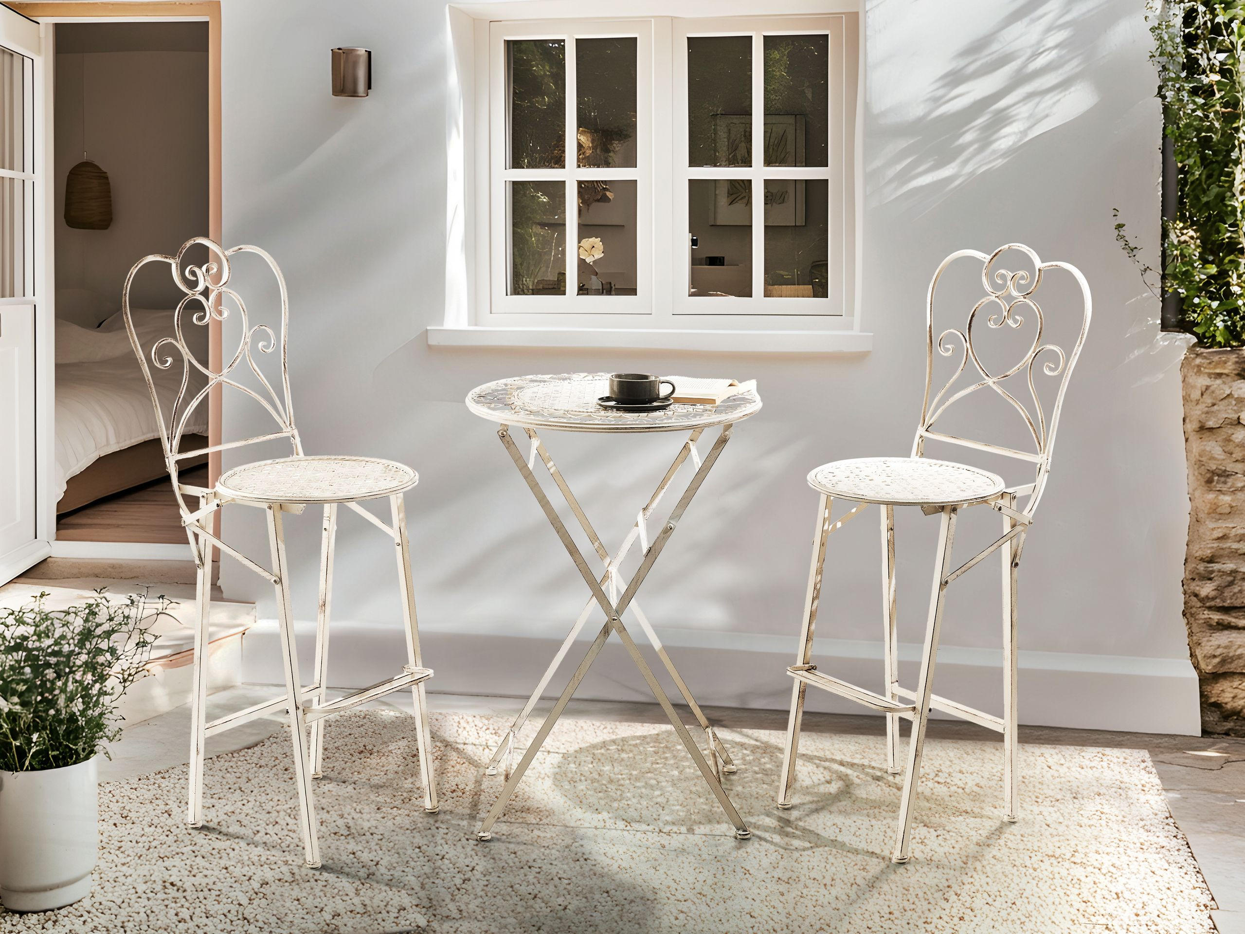 GARTEN-BARTISCH 60 cm Beige Trieste - Beige, Metall (60/60/90cm) - Beliani