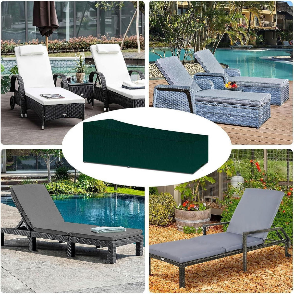ABDECKUNG für Sonnenliege Grün 220 x 80 x 35/55 cm - Grün, Kunststoff (80/55/220cm)
