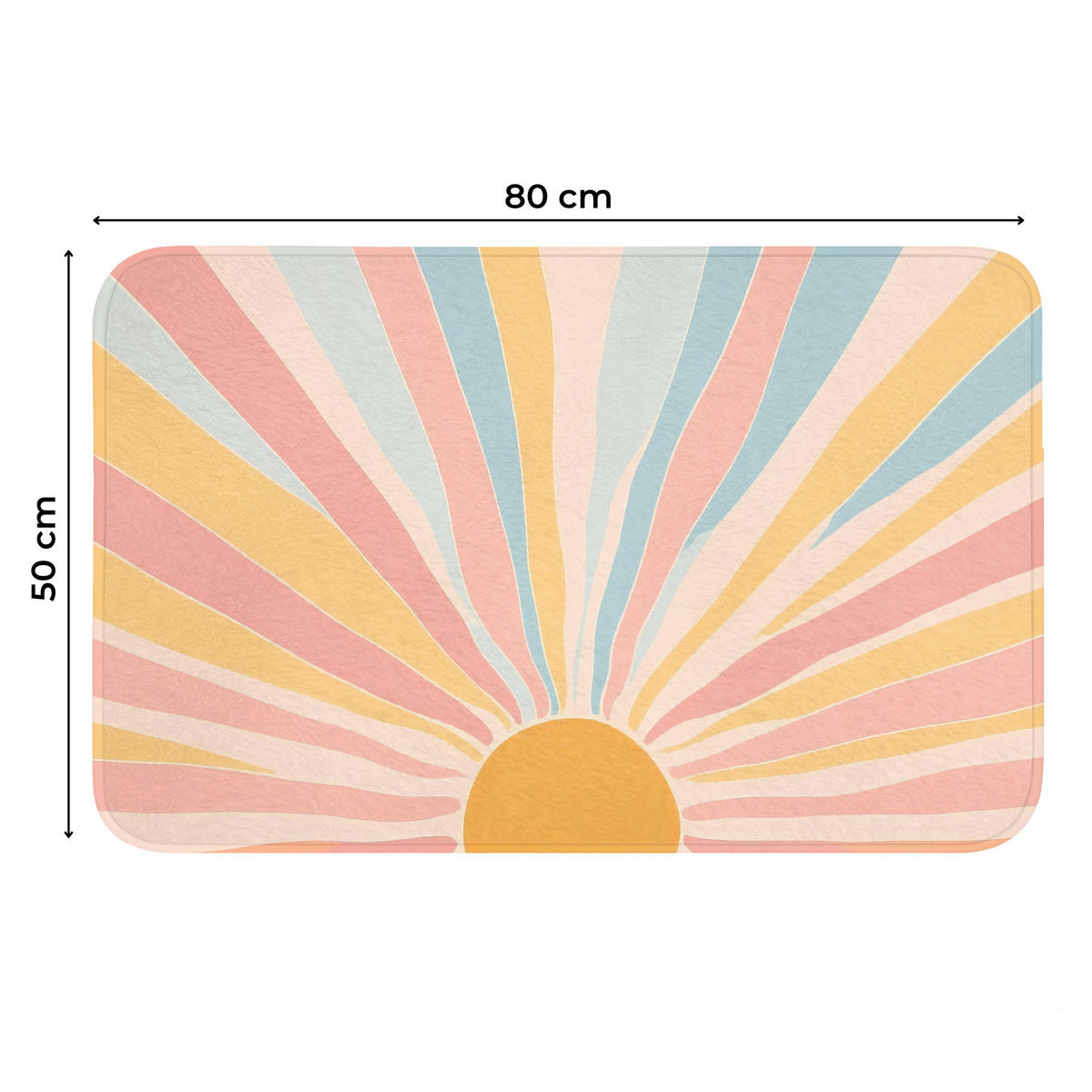 WC PŘEDLOŽKA Ilustrace - Slunce - Pastelové barvy 80x50 cm - pastelově modrá, textil/plast (80/1cm) - OnlyWow