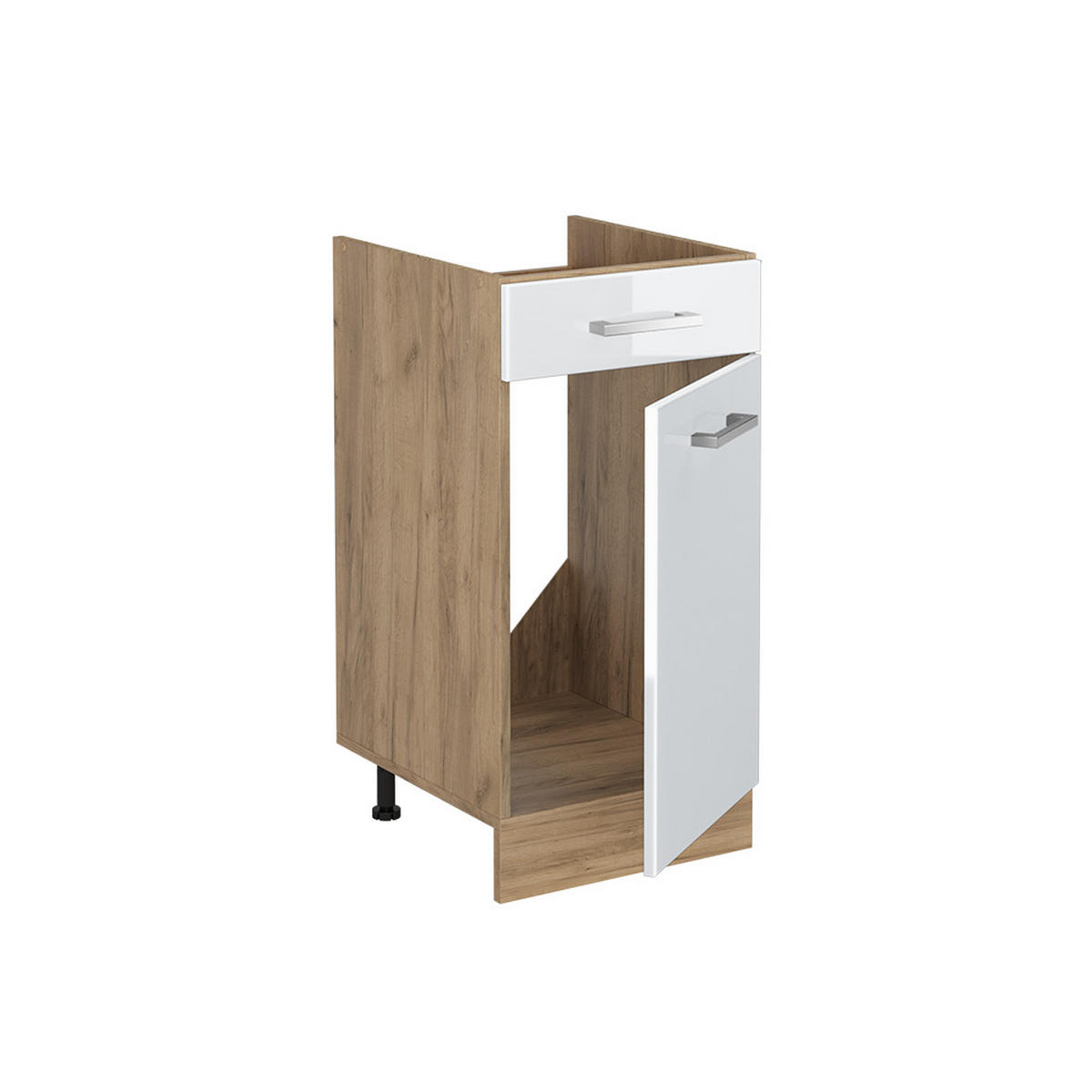 DULAP DE BAZĂ DE BUCĂTĂRIE R-Line, Alb lucios ridicat/Stejar auriu, 40 cm стільниця Антрацит - stejar miere/alb lucios, compozit lemnos (40/81.6/60cm) - Vicco