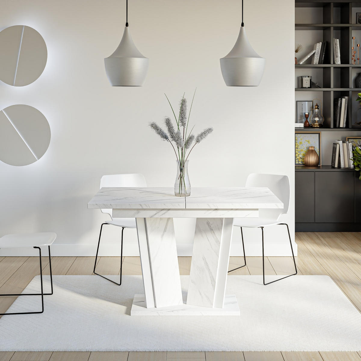 ESSTISCH Ausziehbar 120 - 160 cm Weiß Marmoroptik - Weiß, Holzwerkstoff (120/80/75cm) - PROSPERO