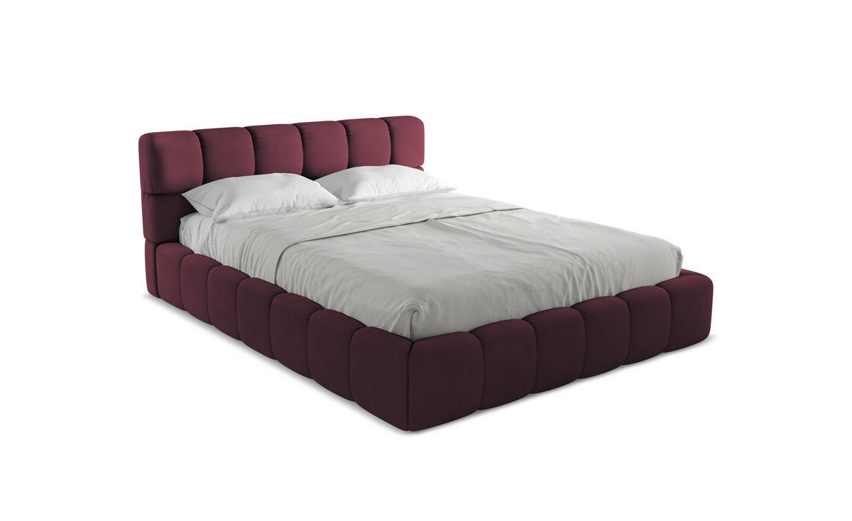 POLSTERBETT mit Bettkasten und Lattenrost 180x228 Rot - Rot/Weinrot, Kunststoff/Textil (160/200cm) - Makamii