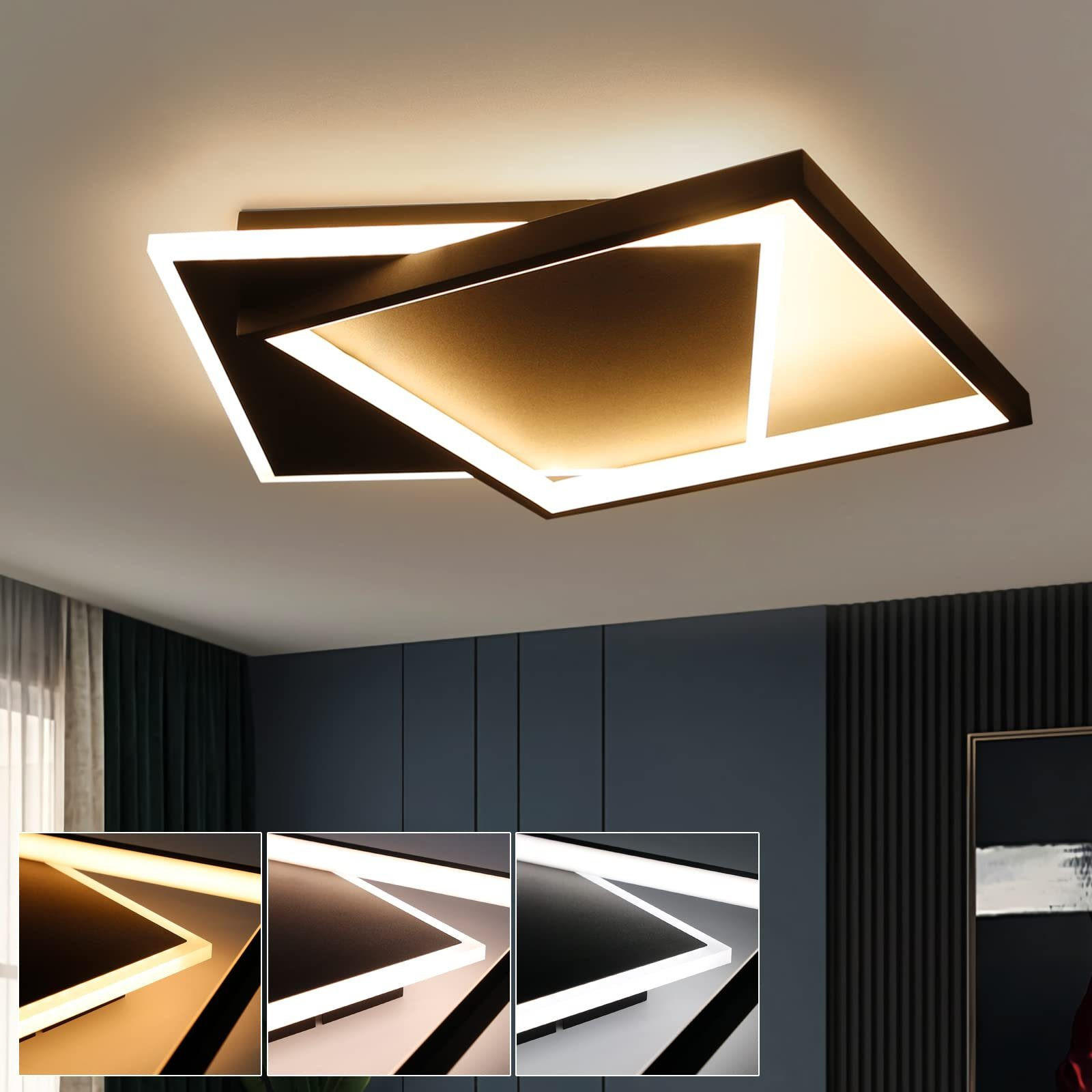 LED-DECKENLEUCHTE Daniela 44/40/6 cm - Schwarz, Metall (44/40/6cm) - ZMH