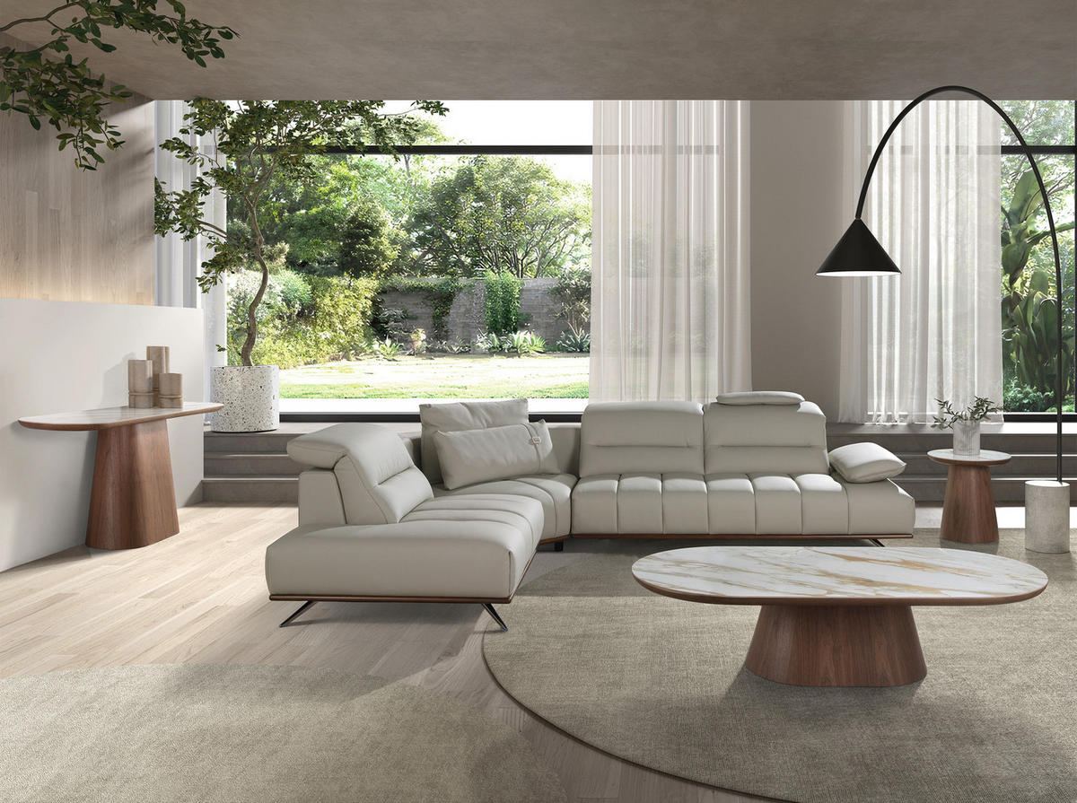 ECKSOFA Linksseitiges Ecksofa aus hellgrauem Leder 310/235/102 cm - Chromfarben/Hellgrau, Leder/Metall (310/235cm) - ANGEL CERDA