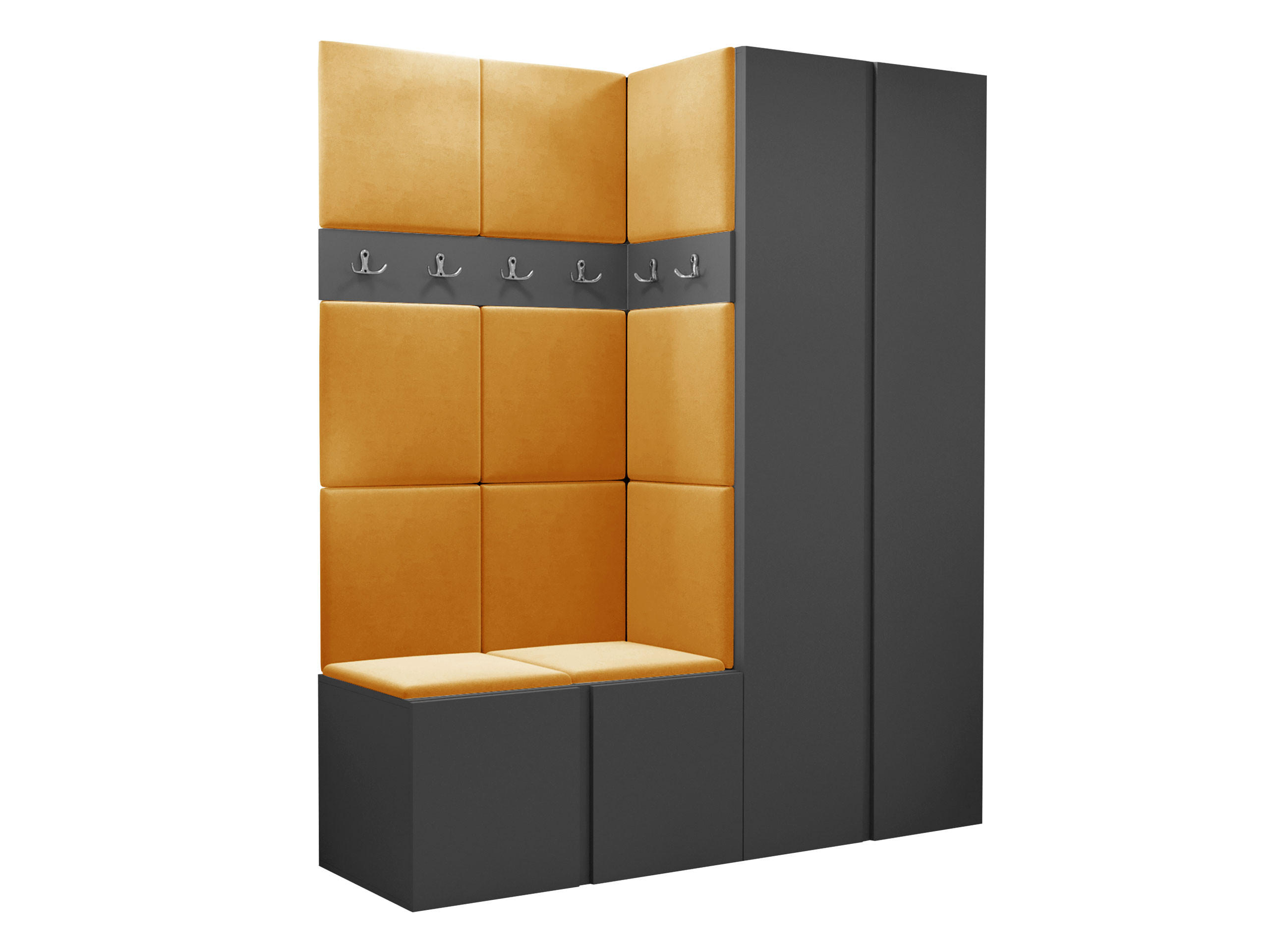 GARDEROBEN-SET Orion III - Graphitfarben/Orange, Holzwerkstoff/Kunststoff (158/186/46cm) - MIRJAN24