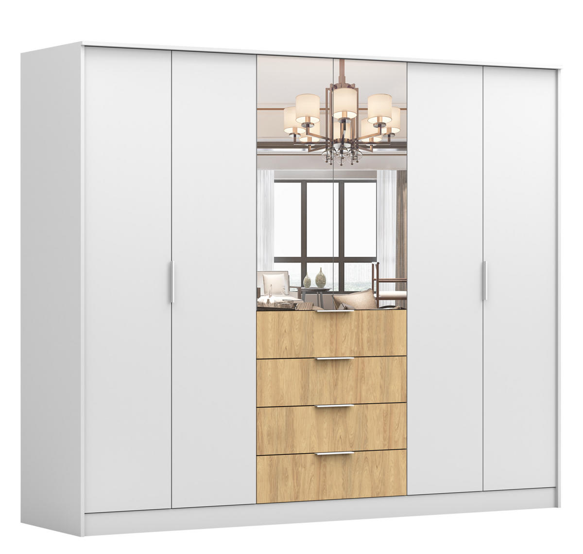 DREHTÜRENSCHRANK - Schrank WETA 230 - Weiß, Holzwerkstoff (230/215/50.5cm) - Möblo