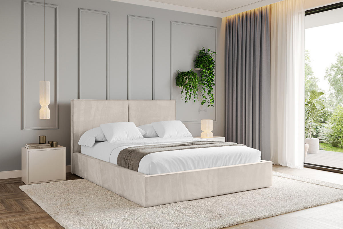 POLSTERBETT mit Bettkasten und Lattenrost, Bett mit Matratze H3/H4 - VANTO 180x200 Beige - Beige, Holzwerkstoff/Textil (180/200cm) - ALTDECOR