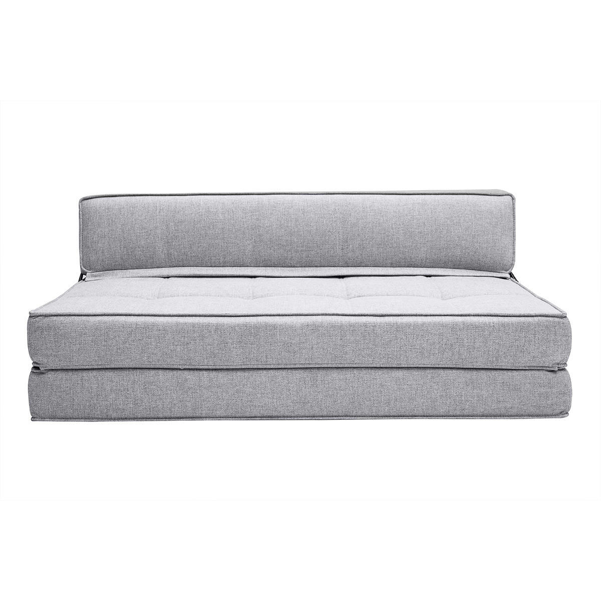 2-SITZER Schlafsessel Hellgrauer Stoff KATY - Hellgrau, Textil (81/51/132cm) - Miliboo