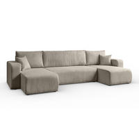 ECKSOFA PRESTIGE U mit Schlaffunktion, Poso 02 - Beige, Textil (317/83/143cm) - Lookway