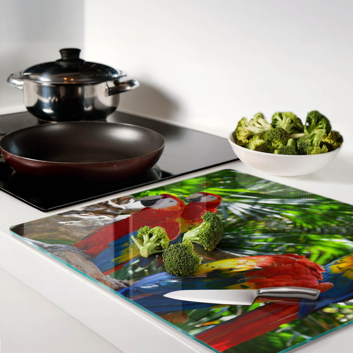 GLASPLATTE 60x52 cm Aras Papageien - Multicolor, Glas (60/52cm) - TULUP