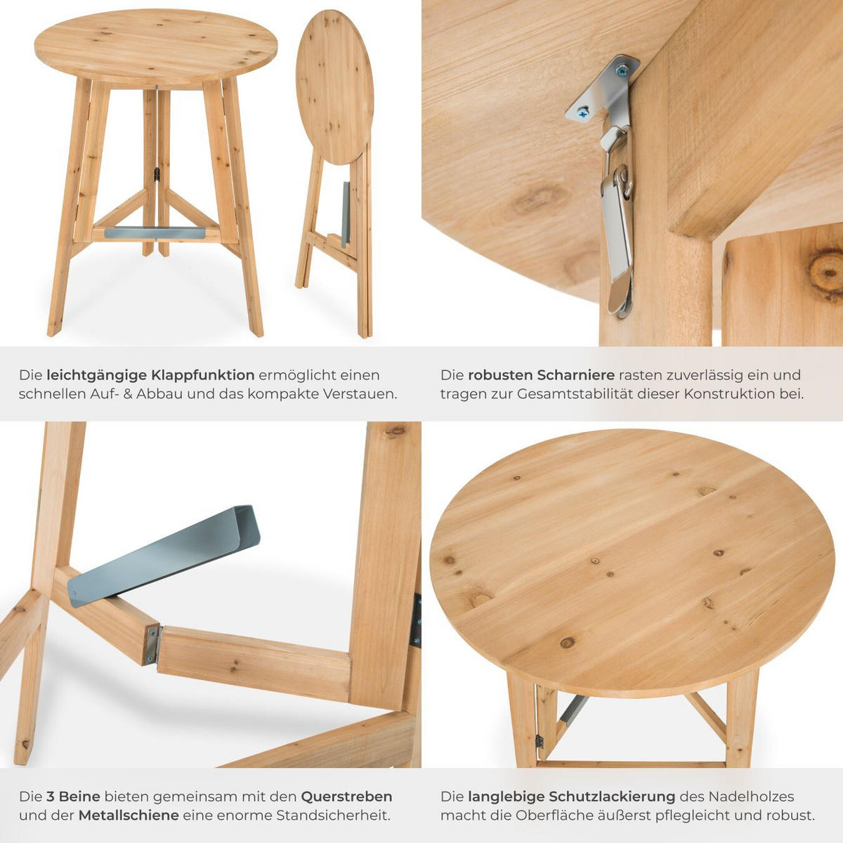 STEHTISCH Trix,Stabilisierungsschiene aus Metall,braun - Braun, Holz (79/79/110cm) - tectake