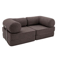 SOFA SURB Duo 100 Schlafsofa 2-Sitzer Braun 200/100 cm - Chromfarben/Braun, Textil/Metall (200/70/100cm) - SURB