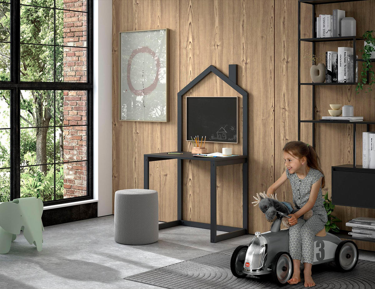 KINDERSCHREIBTISCH Kapua 80x50x151 Massivholz Anthrazit - Anthrazit, Holz (80/151/50cm) - 58aufmkessel