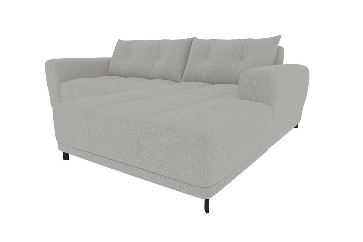 ECKSOFA Massimo Strukturstoff Hellgrau inkl. Schlaffunktion Rechts - Hellgrau/Schwarz, Textil/Metall (246/177cm) - 99rooms