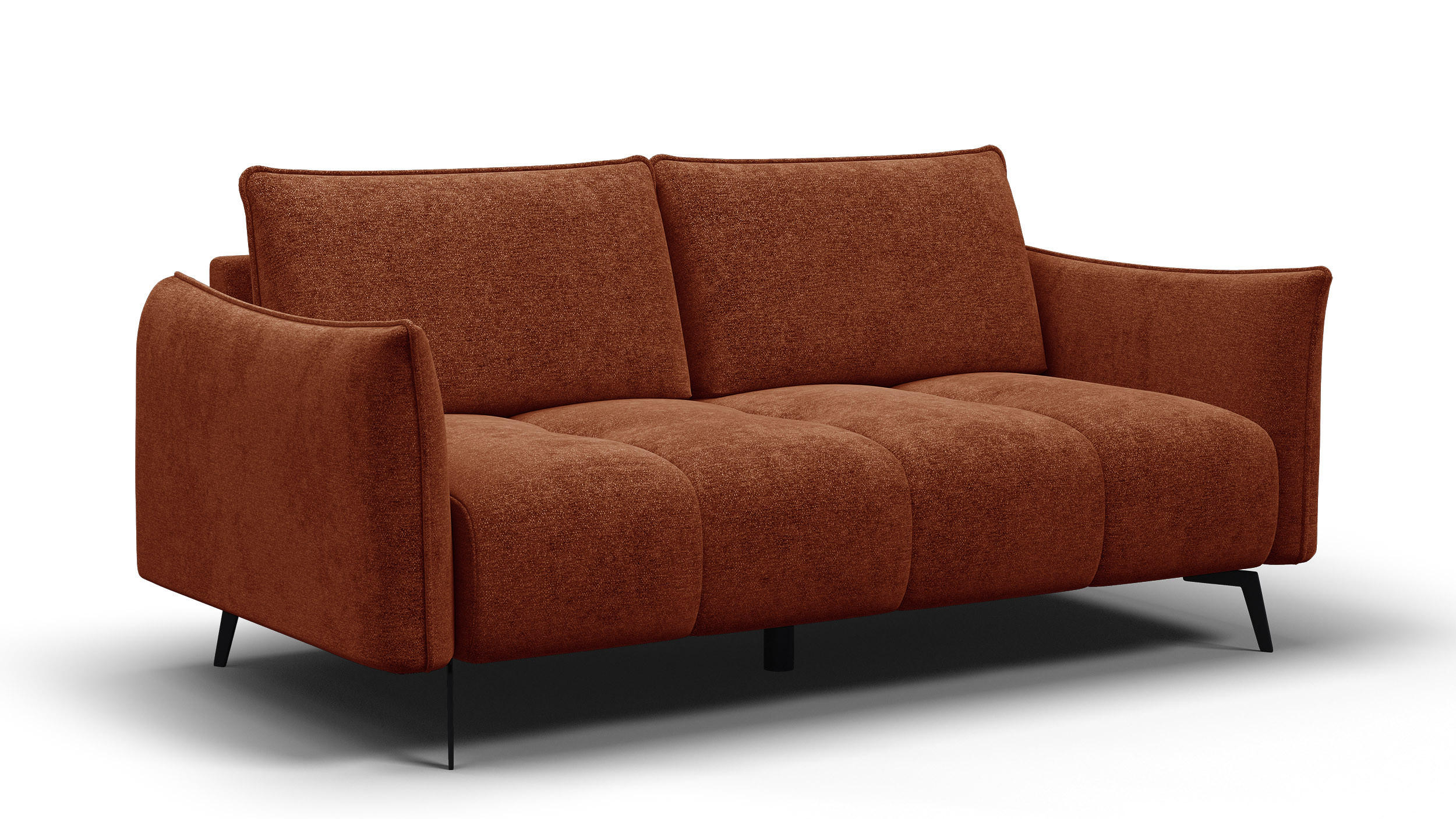 SOFA AERA 2,5-Sitzer, orange - Schwarz/Orange, Holz/Textil (187/89/96cm) - Courtois Laville