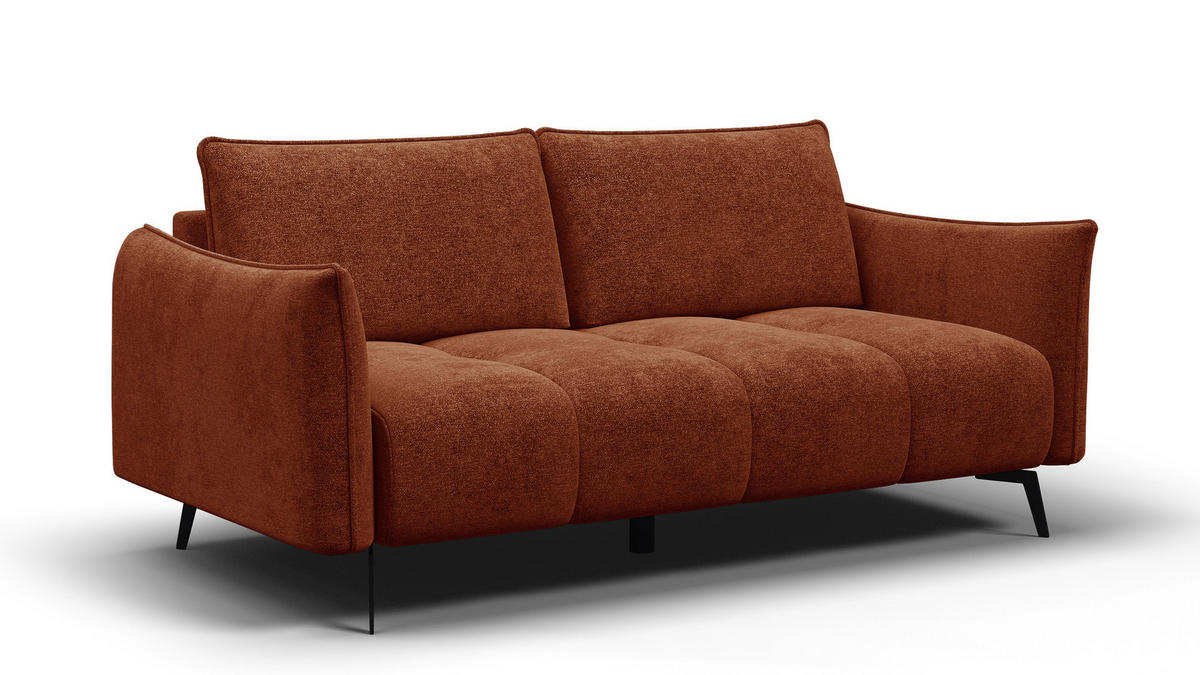 SOFA AERA 2,5-Sitzer, orange - Schwarz/Orange, Holz/Textil (187/89/96cm) - Courtois Laville