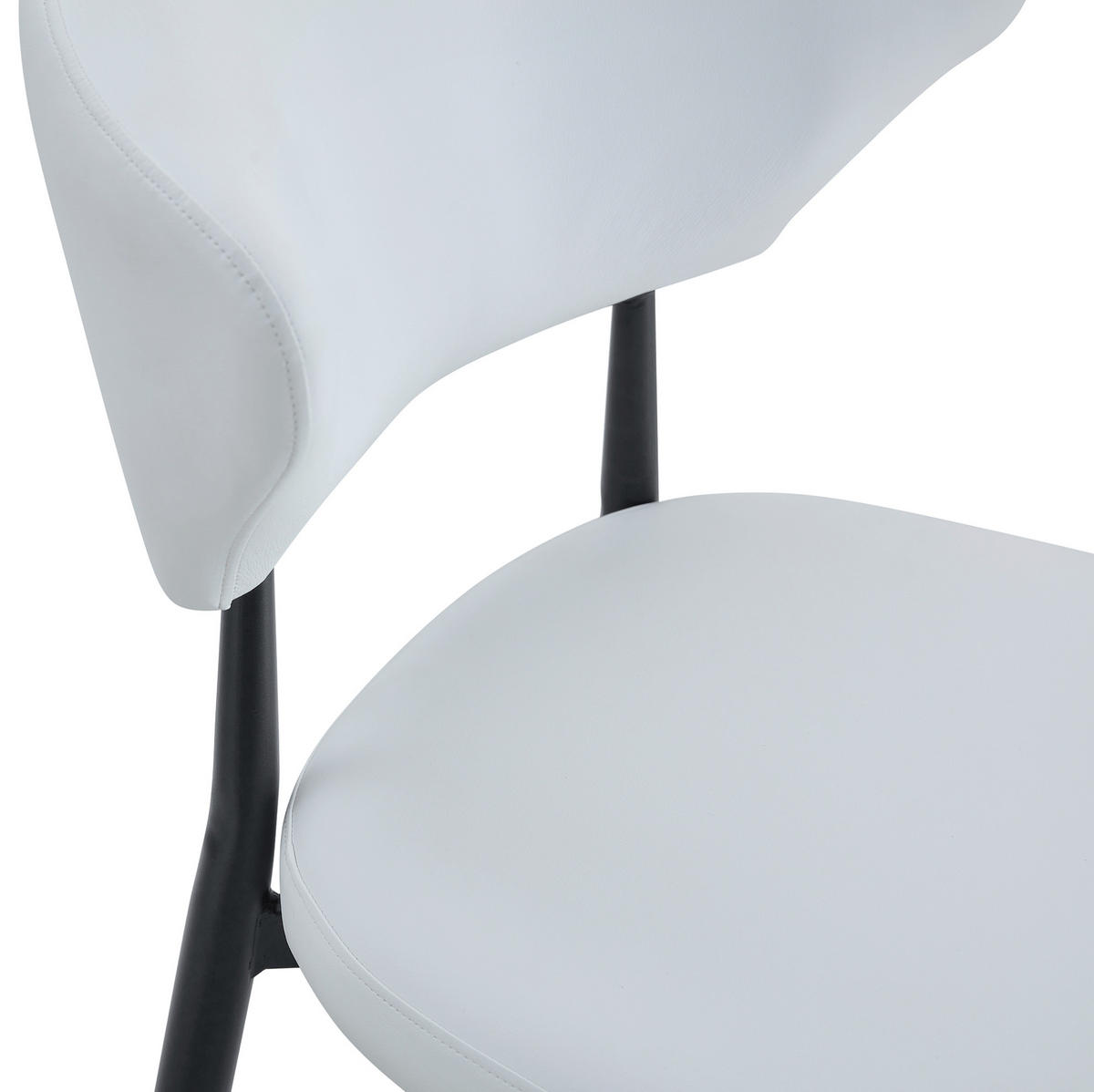 ESSZIMMERSTUHL 2er-Set PU-Leder Weiß mit Metallbeinen Schwarz - Schwarz, Metall (45/80/50cm) - Meubliv