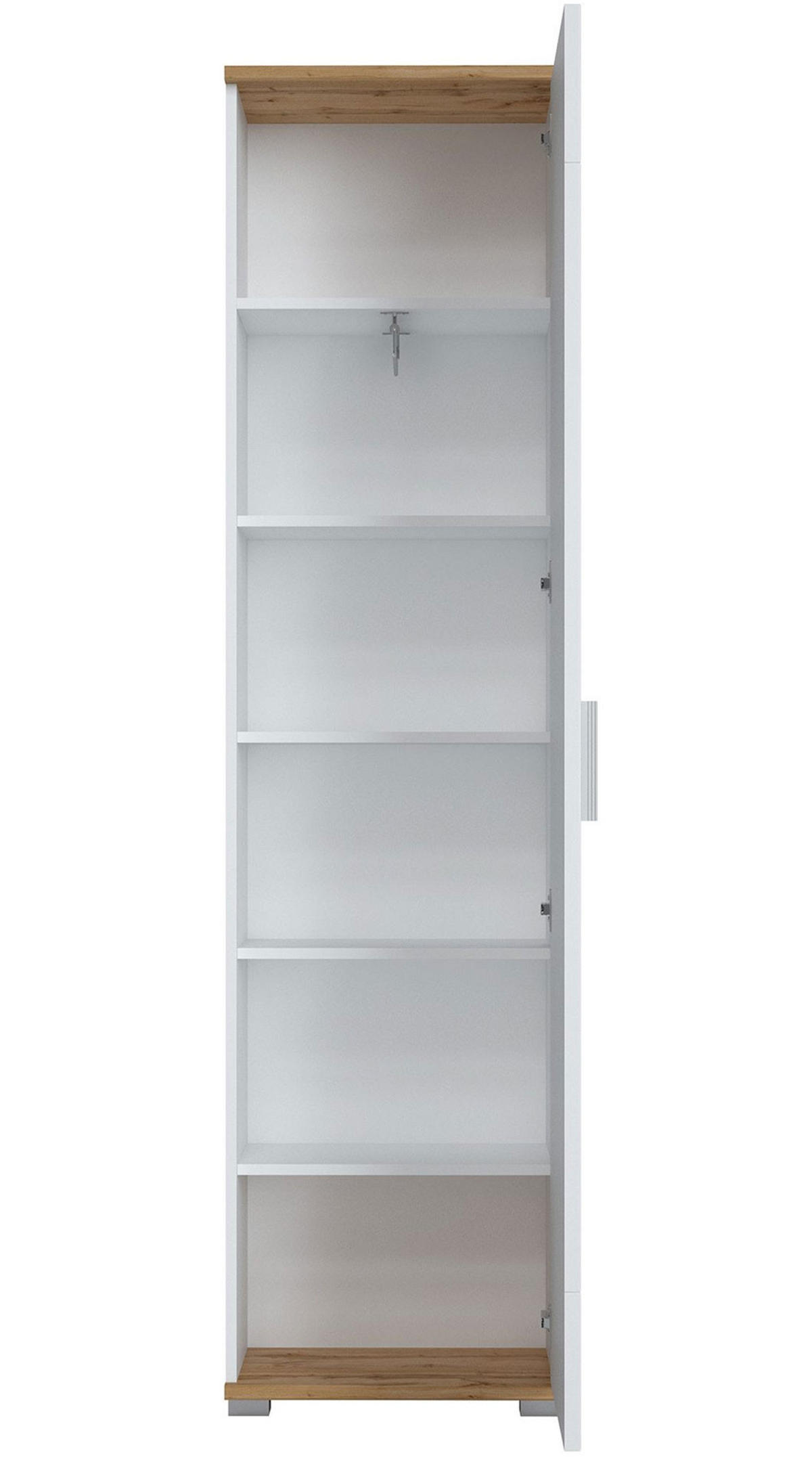 GARDEROBENSCHRANK Hola Wotan Eiche / weiß 50 / 33,5 / 198,5cm - Eichefarben/Silberfarben, Holz/Holzwerkstoff (50/198.5/33.5cm) - Feldmann-Wohnen