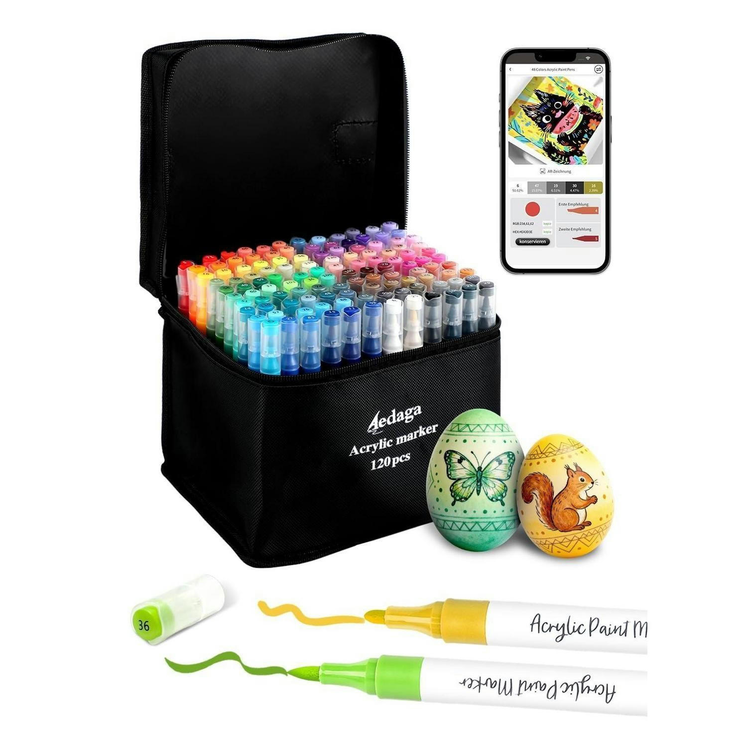 ACRYLSTIFTE Set 120 Farben Doppelspitze - Multicolor, Kunststoff (15.5/15/18cm)