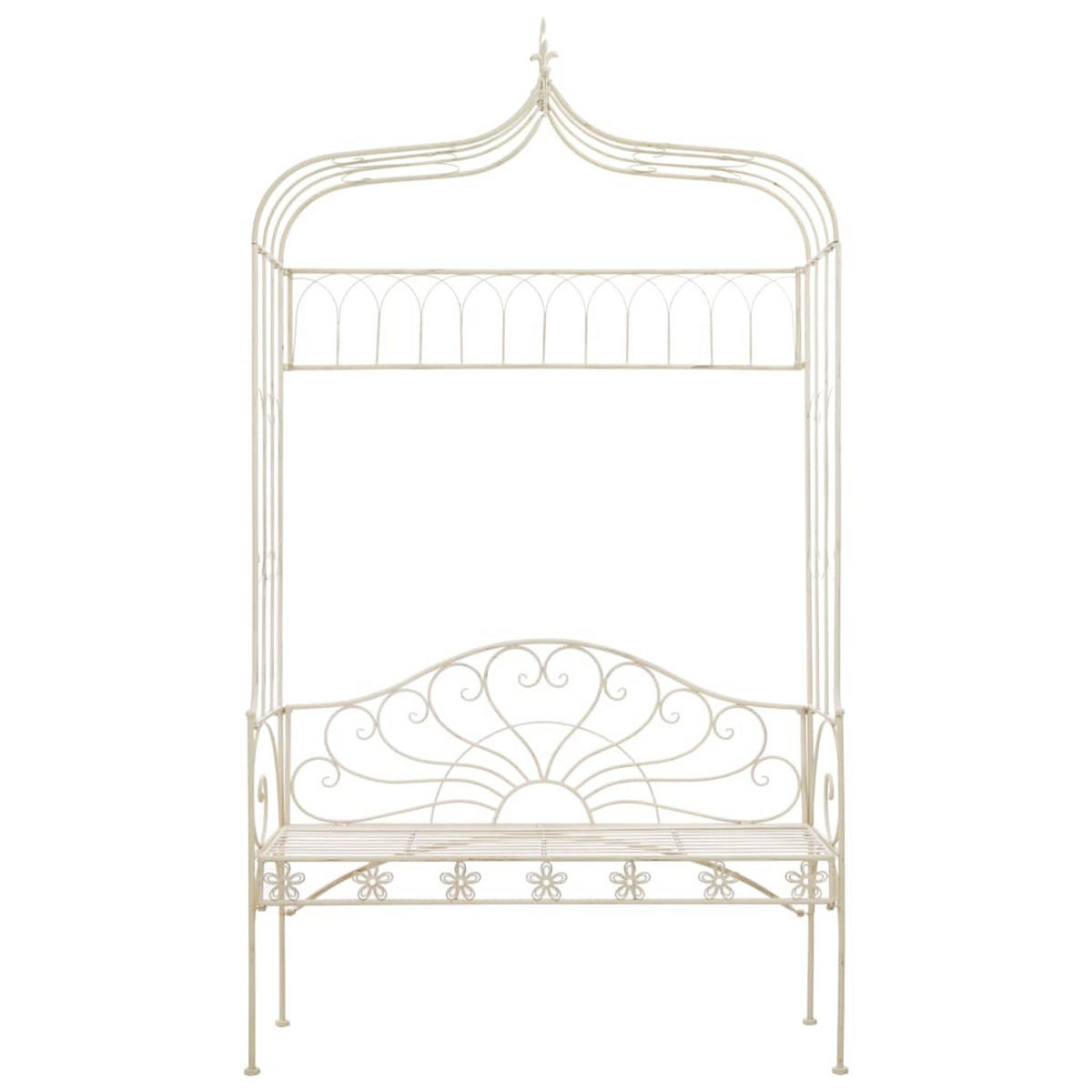 GARTENBANK 122 cm Eisen Antik Weiß - Weiß, Metall (122/220/43cm) - furnicato