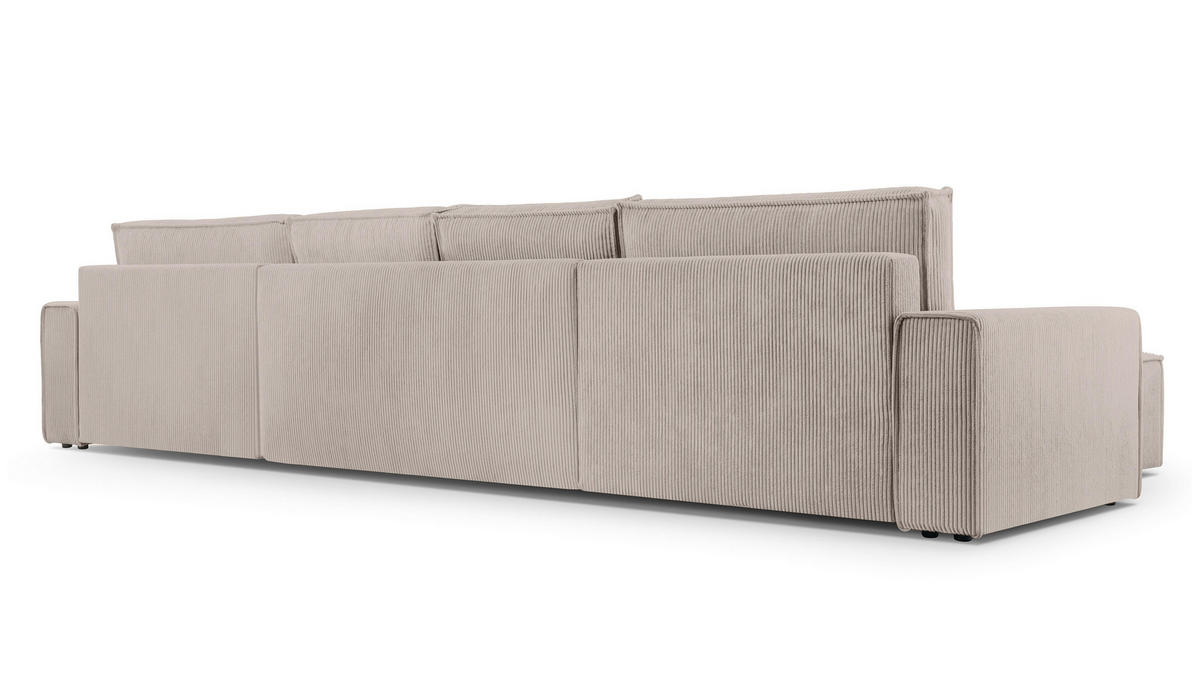 WOHNLANDSCHAFT Cedria Beige 389/145/85 cm mit Schlaffunktion - Beige/Schwarz, Kunststoff/Textil (389/85/145cm) - AX Living