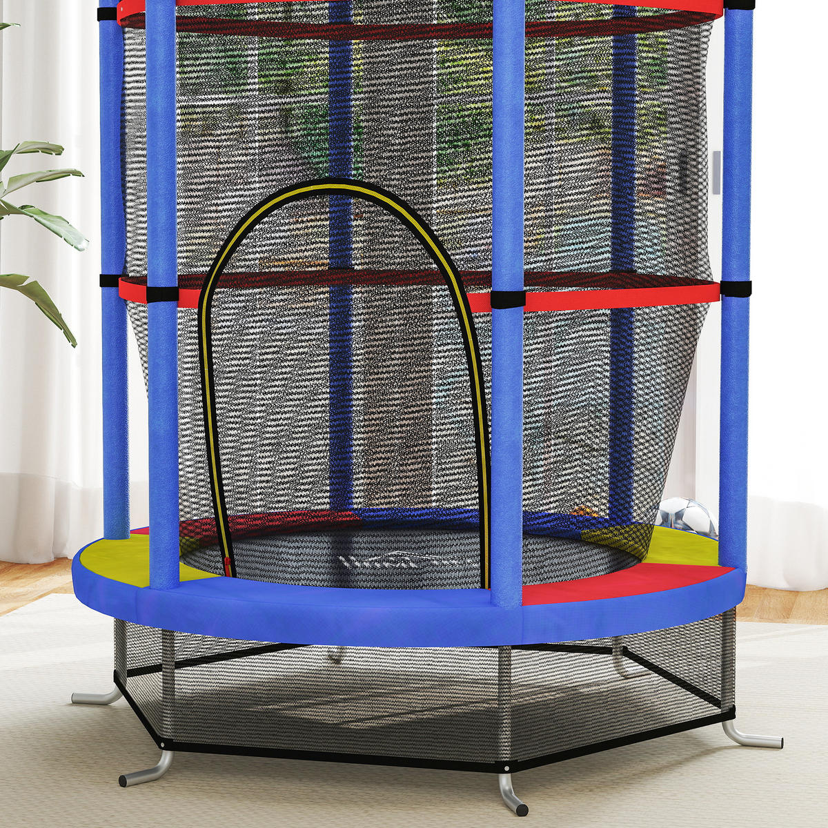 KINDER TRAMPOLIN, Mehrfarbig, Stahl, Kunststoff - Blau, Metall (140/140cm) - HOMCOM