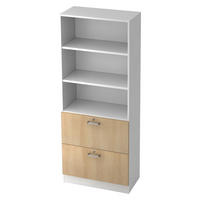 HÄNGEREGISTER Kombi - 2 Schübe 42/80/200,4 cm in Weiß/Eichefarben Chromgriff - Eichefarben/Weiß, Holzwerkstoff (80/200.4/42cm) - bümö