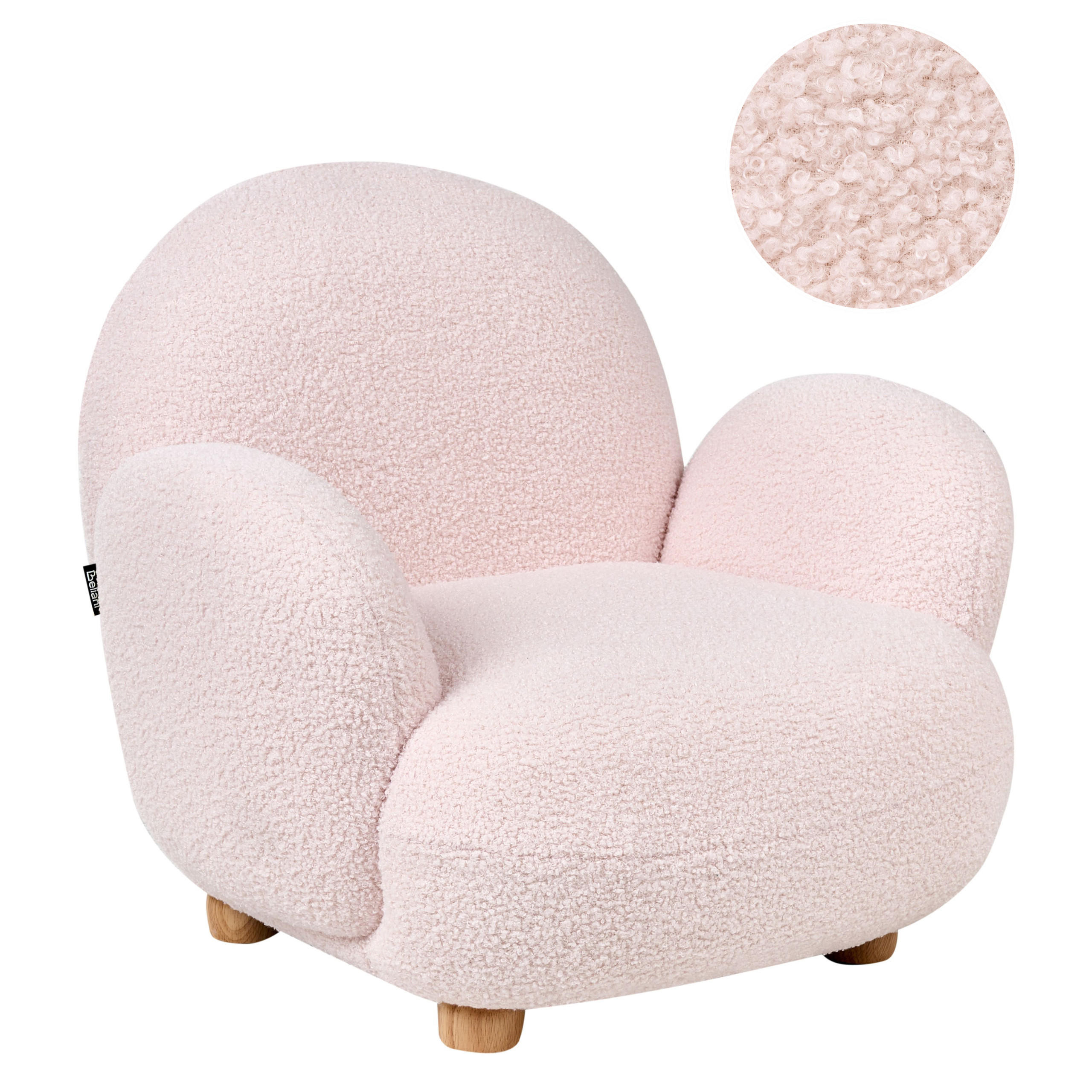 KINDERSESSEL Bouclé Pastellrosa Hem - Pink, Textil (64/55/55cm) - Beliani