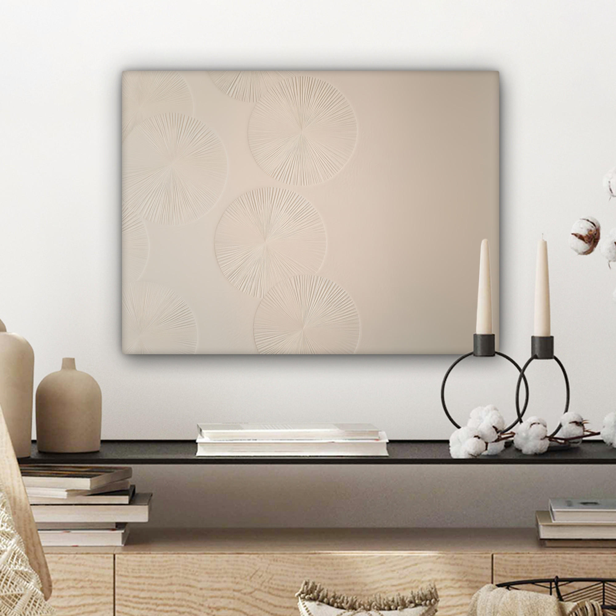 LEINWANDBILD Japandi - Beige - Modern 40x30 cm - Ecru, Textil (40/30cm) - MuchoWow