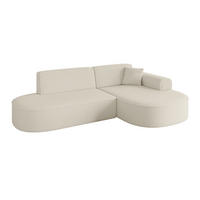 ECKSOFA Ottomane Rechts MARI-L1 - 243x171x79 cm Beige Bouclé - Beige/Schwarz, Holzwerkstoff/Kunststoff (234/163cm) - ALTDECOR