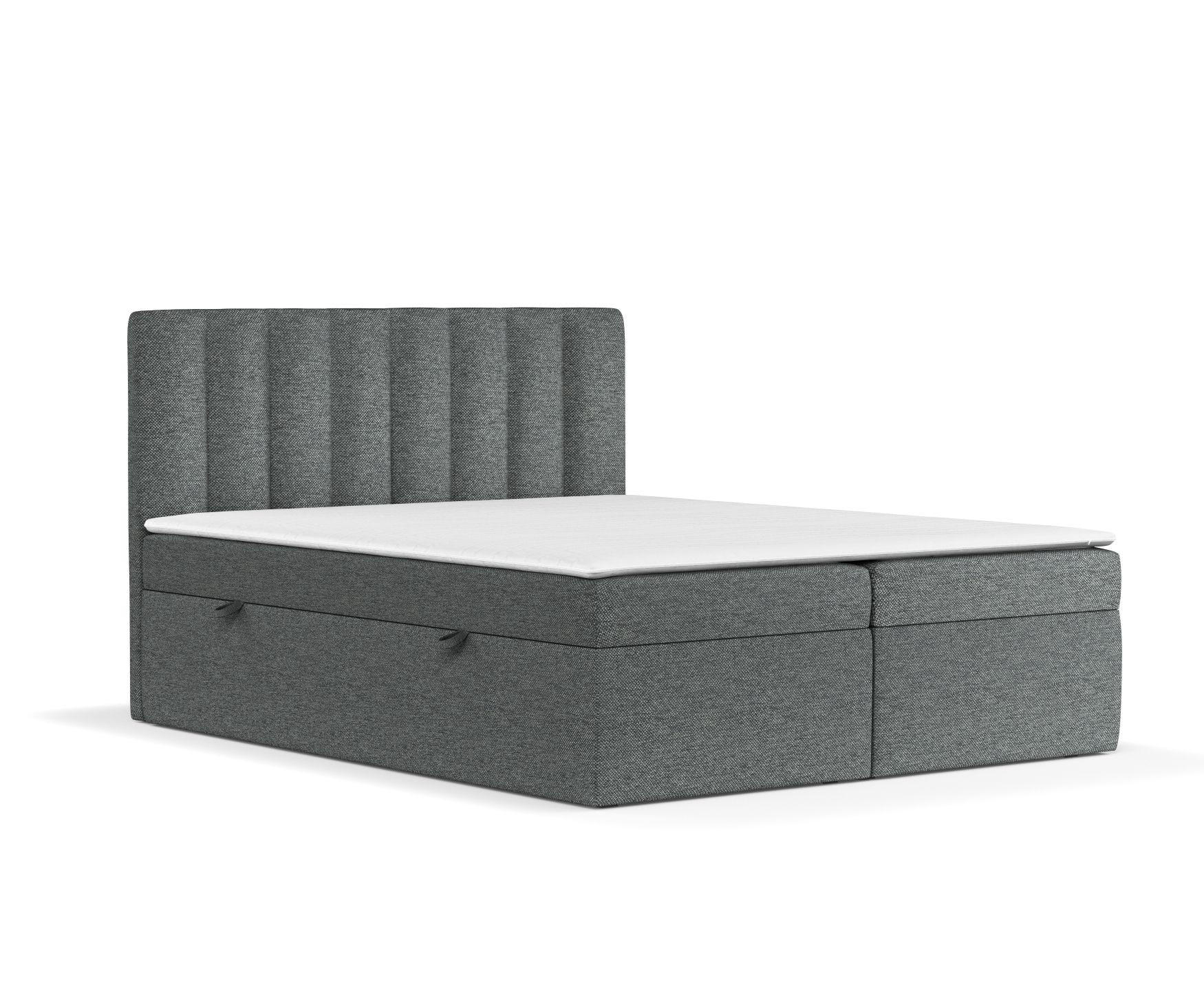 BOXBETT Novento Anthrazit 180/200 cm mit Matratze und Topper - Anthrazit/Schwarz, Holz/Holzwerkstoff (180/200cm) - Maison de Reve