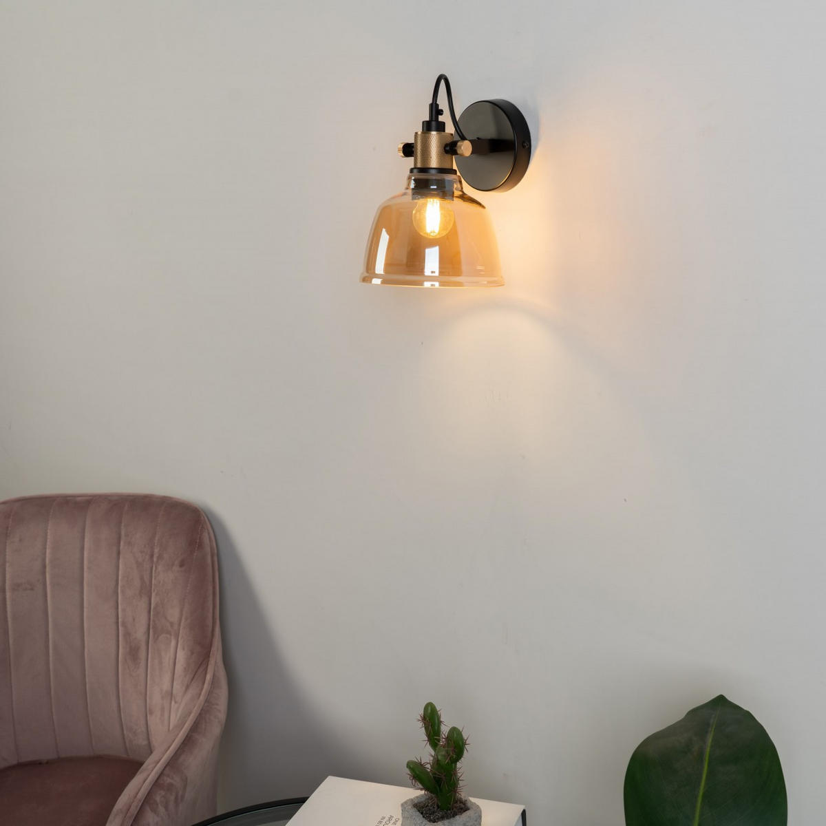 WANDLEUCHTE Linz, Bernstein, 25cm - Bernsteinfarben, Metall (16/25/21cm) - KOSILUM