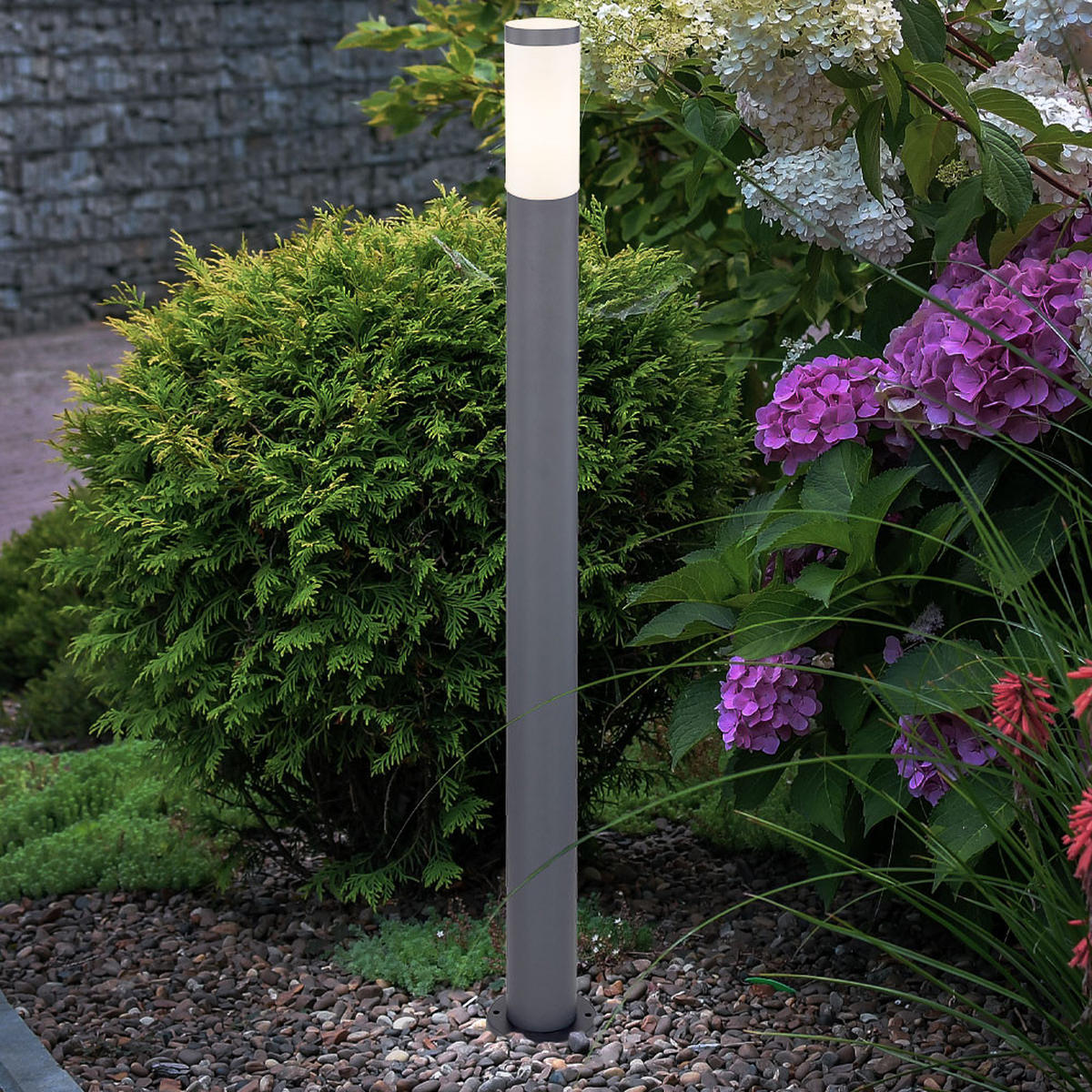 LED STEHLEUCHTE Edelstahl Anthrazit 2er Set - Anthrazit, Metall (12.7/12.7/110cm) - Globo Lighting