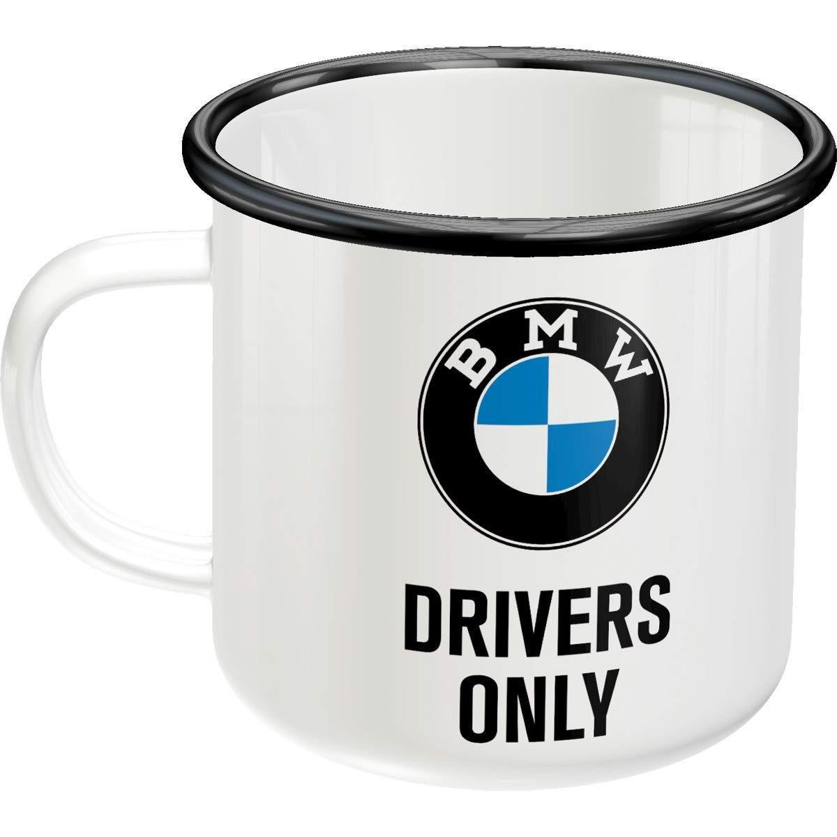 EMAILLE-BECHER 360 ml BMW Drivers Only - Weiß, Metall (0.36L) - Nostalgic-Art