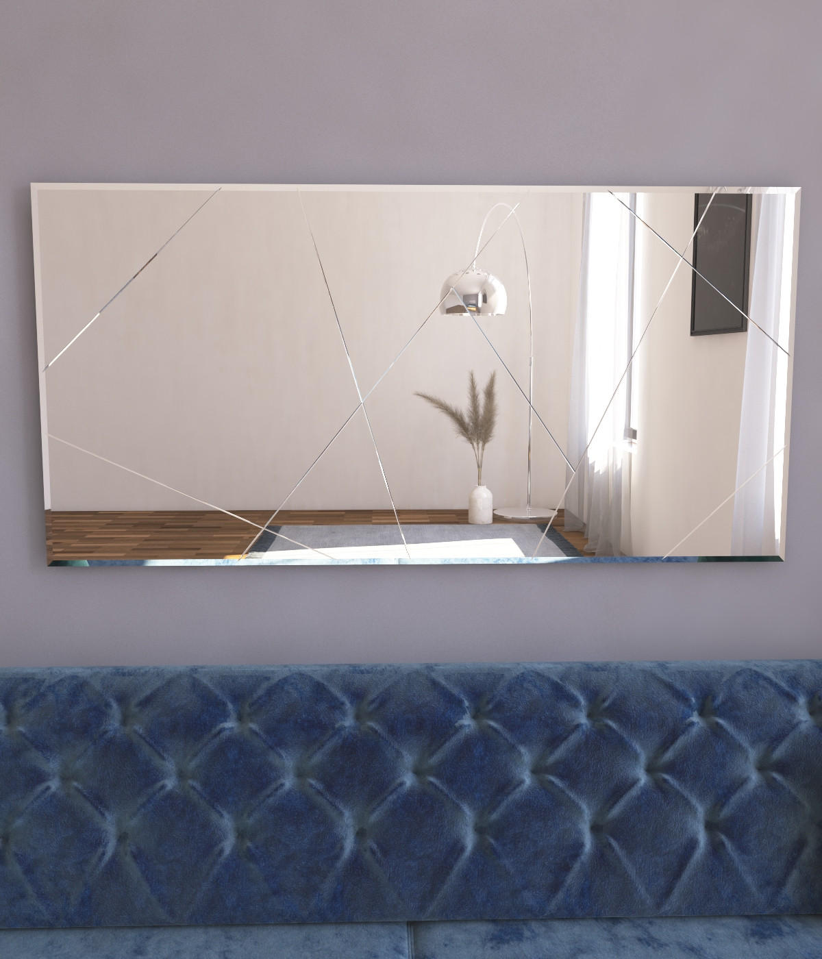 SPIEGEL Eilish Asymmetrisches Design 120x60 cm - Silberfarben, Holzwerkstoff (120/60/2.2cm) - moebel17