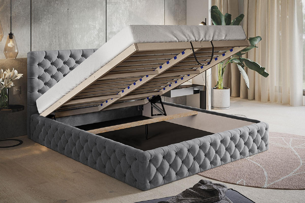 POLSTERBETT 160x200 mit Lattenrost Furis, Glamour, Beige - Beige, Holz/Textil (160/200cm) - Emporius