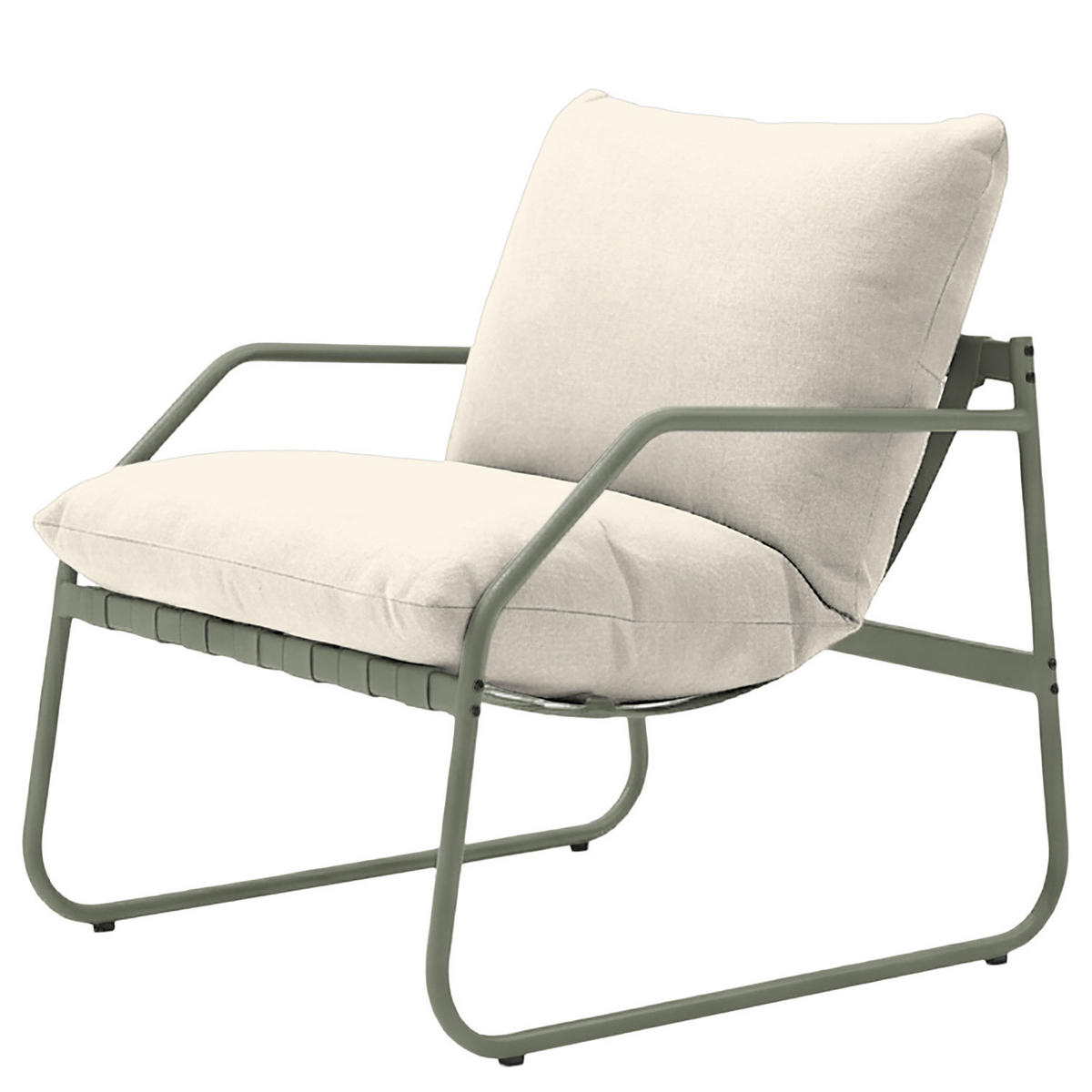 LOUNGEGRUPPE - 4-teilig - Stahl / Webstoff - Salbeigrün, Glas/Textil - home24