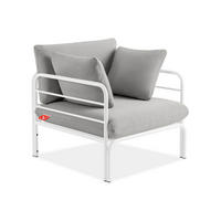 GARTENSESSEL RAMBE inkl. Auflagen, Stahlgestell, Modern, Weiß/Hellgrau - Hellgrau/Weiß, Textil/Metall (79/80/80cm) - KONSIMO®
