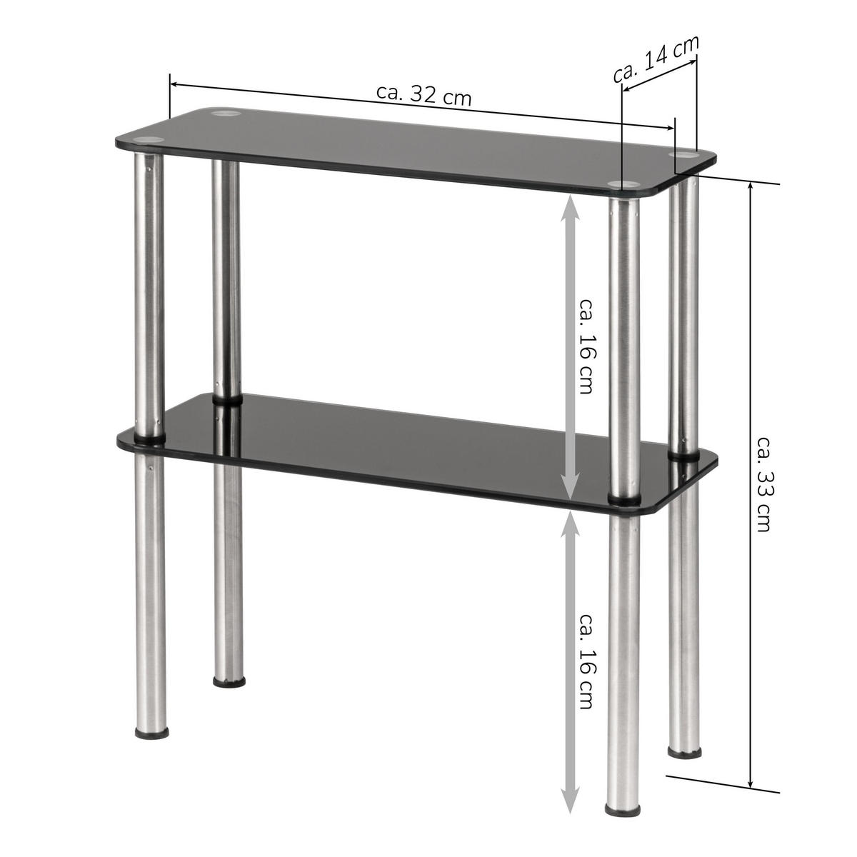 GLAS-KÜCHENREGAL schwarz - Schwarz, Glas (32/33/14cm) - bremermann
